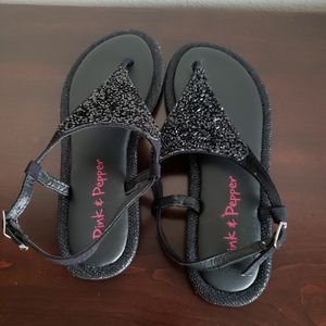 Pink and pepper black shimmery sandal